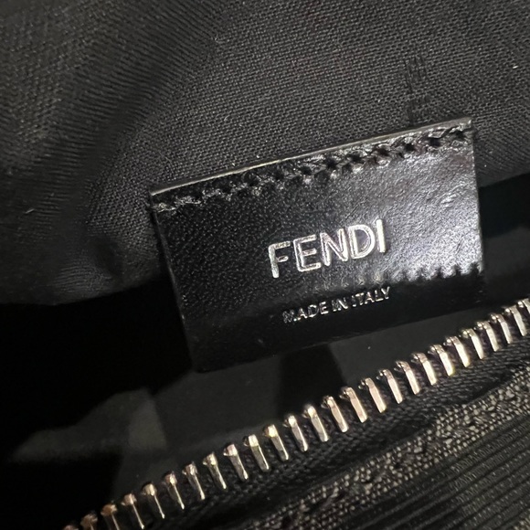 Fendi FF, Embossed fabric bag with leather accents - Picture 6 of 10